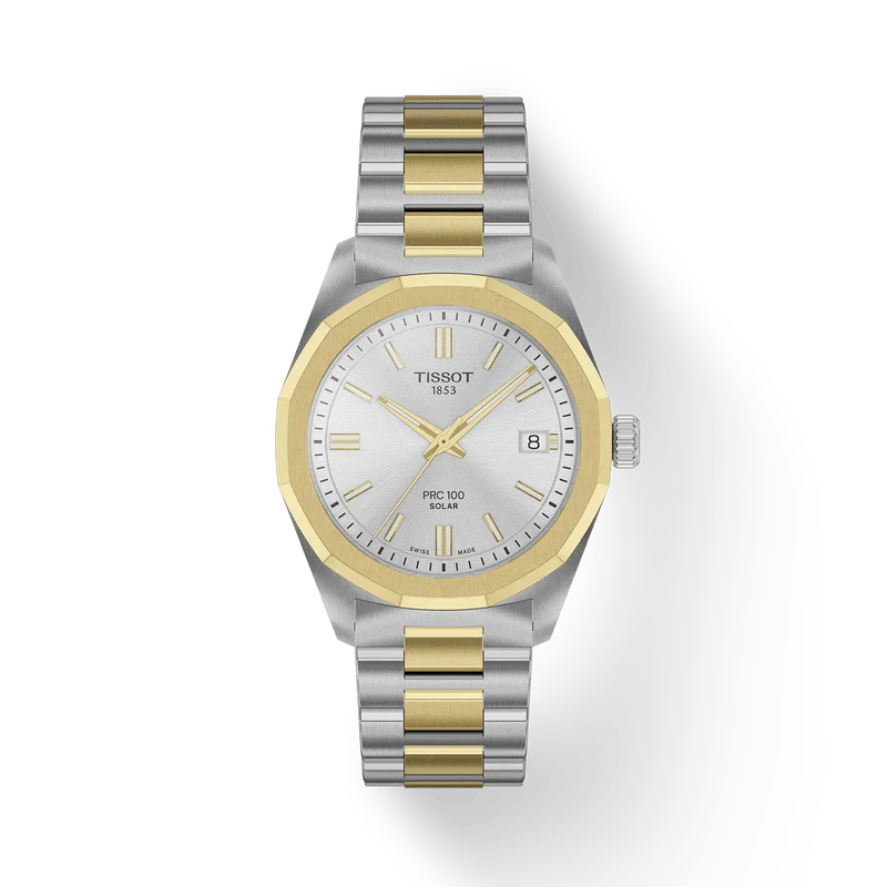 PRC100 Solar 34 | 34mm, Steel & PVD Yellow Gold, Silver Dial