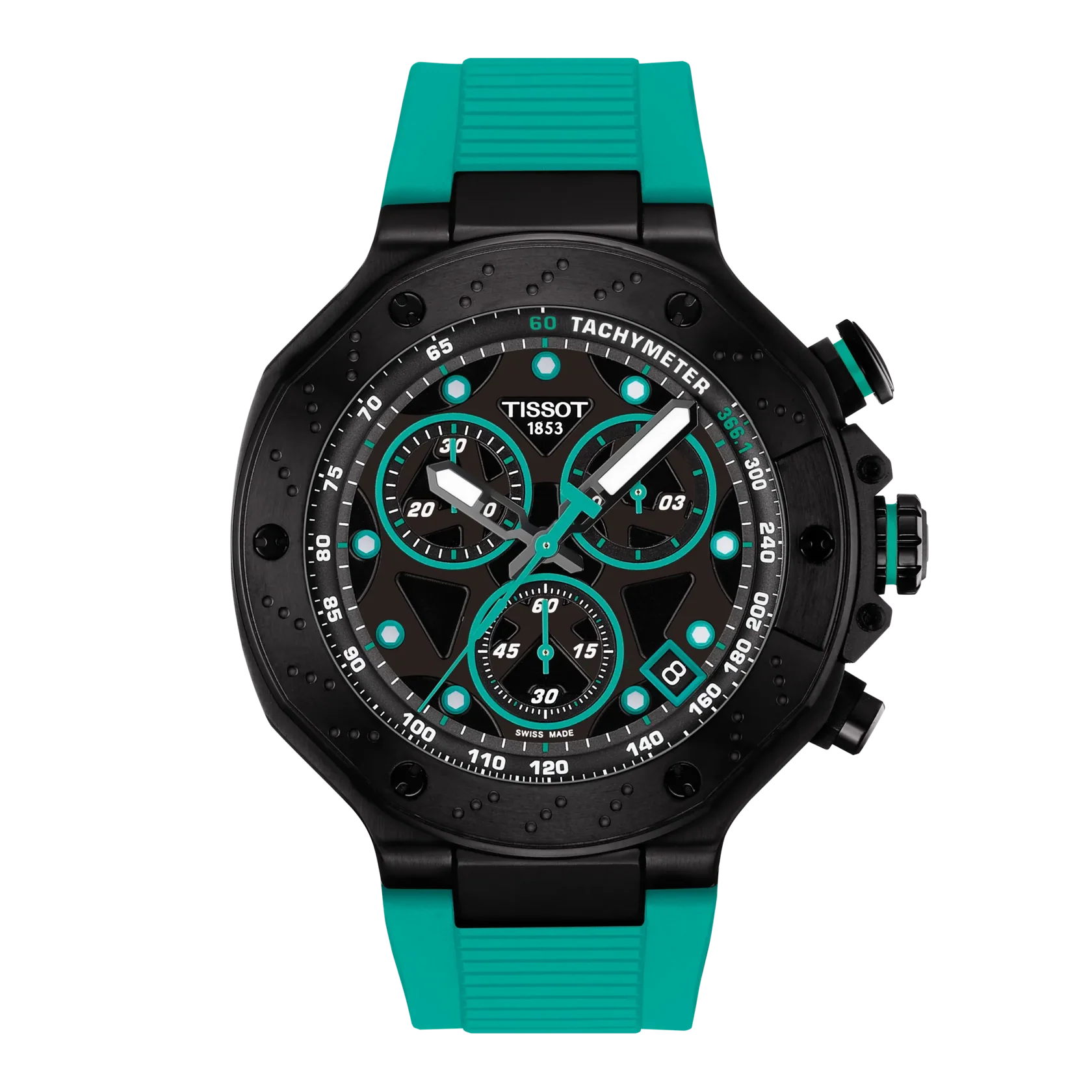 T-Race 45 | 45mm, Steel & PVD Black, Silicone, Black Dial