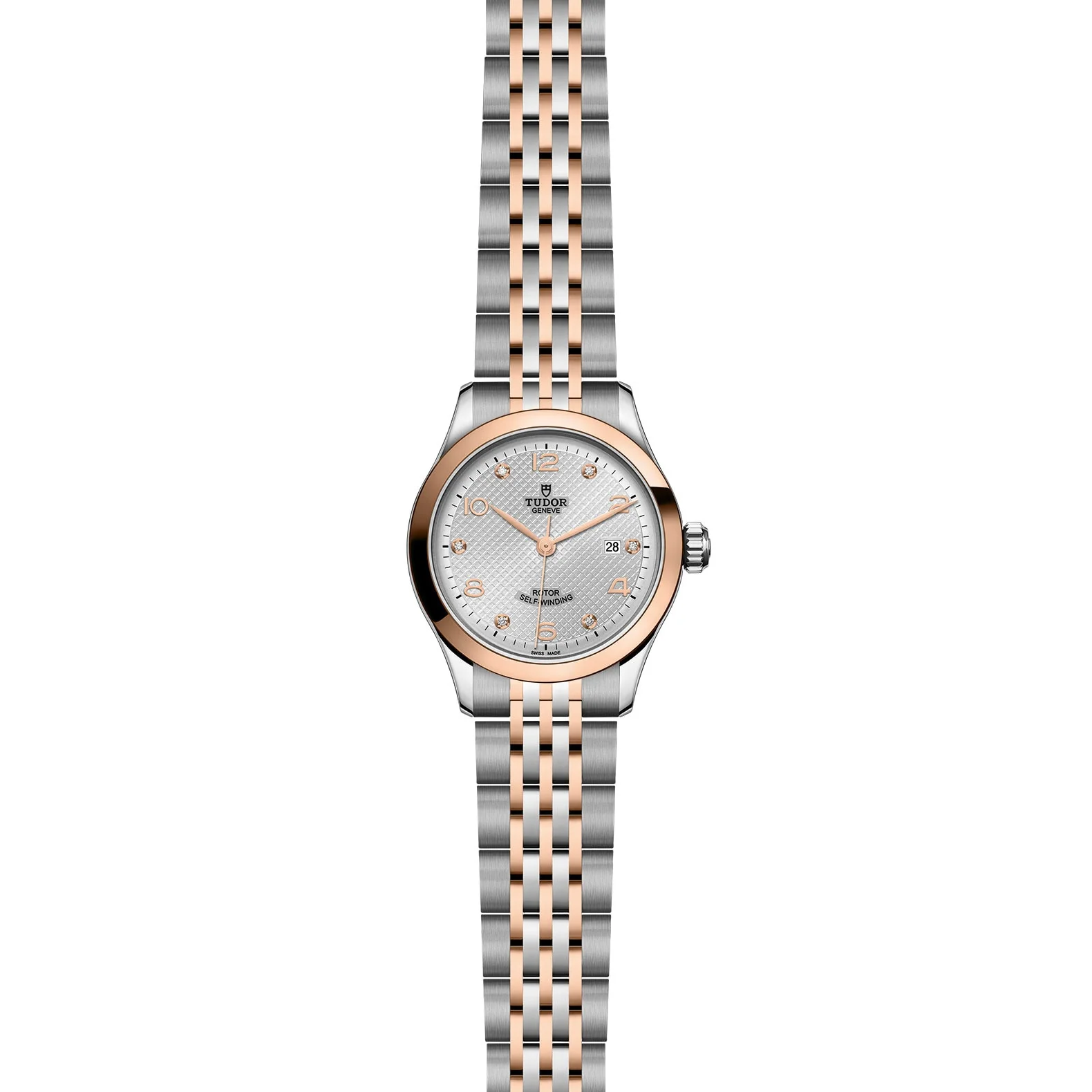 1926 | 28mm, Two-Tone Steel & 18K Rose Gold, Diamond Silver Dial - Image 2