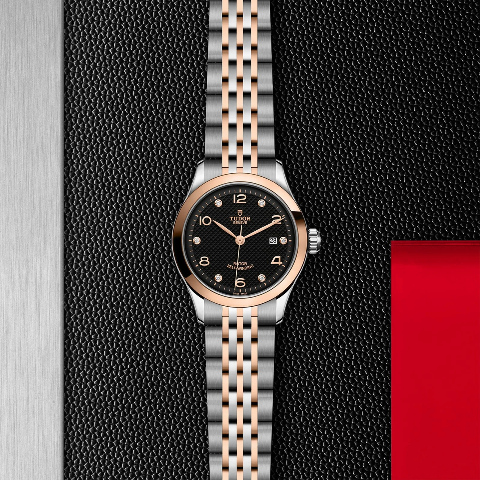 1926 | 28mm, Two-Tone Steel & 18K Rose Gold, Diamond Black Dial - Image 4