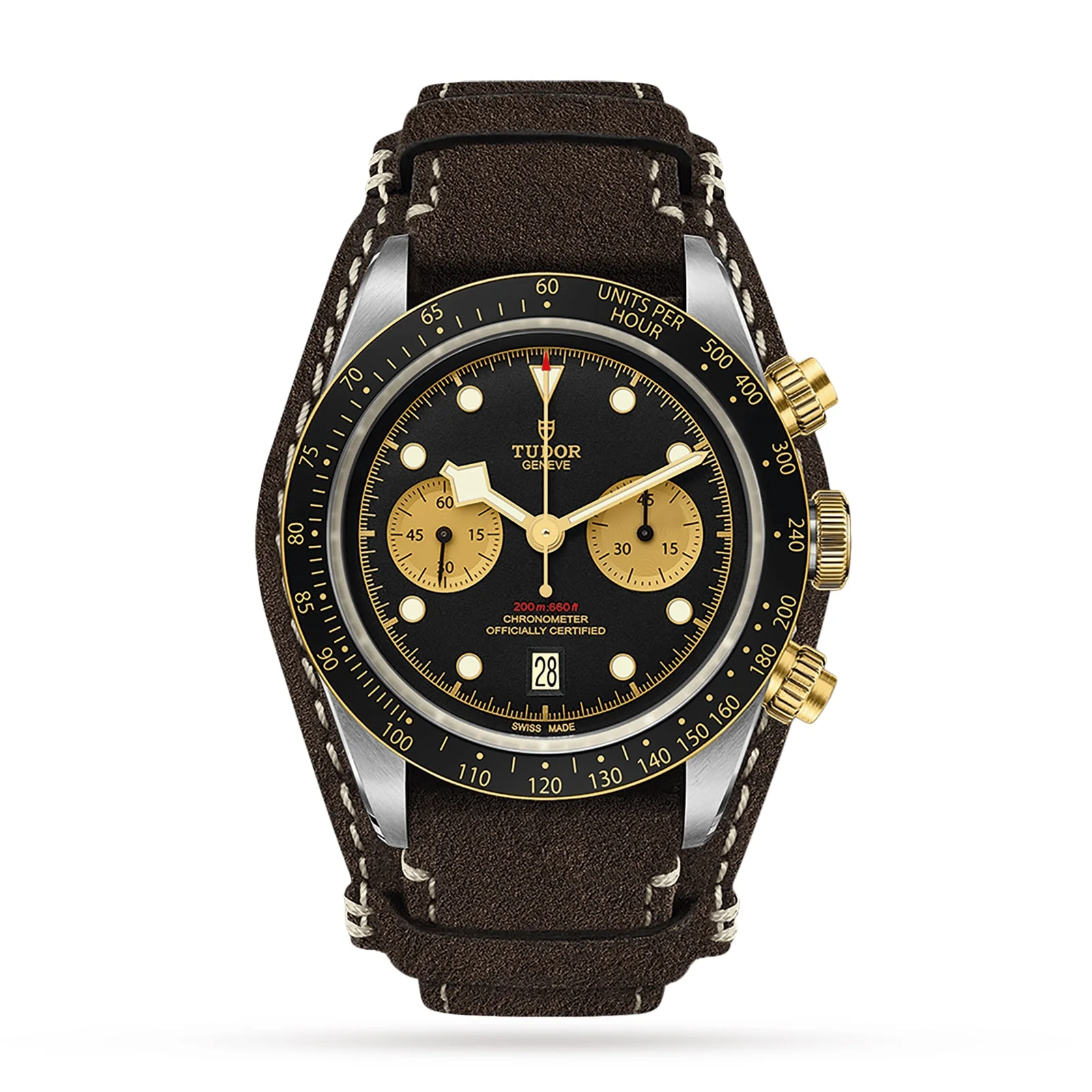 Black Bay Chrono S&G | 41mm, Two-Tone Steel & 18K Yellow Gold, Leather, Black Dial