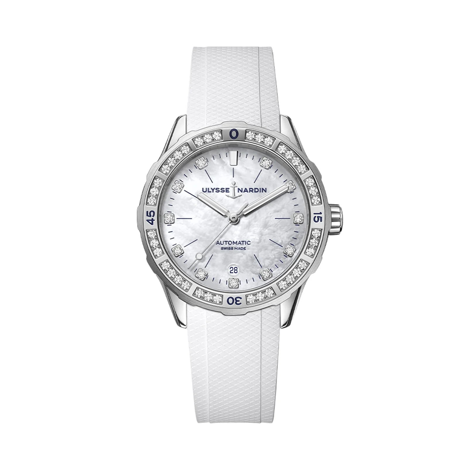 Diver 39 | 39mm, Steel, Rubber, Diamond White Mother of Pearl Dial