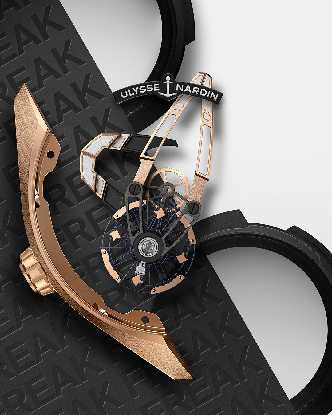 Freak X Crystalium | 43mm, Titanium & PVD Black, Rubber, Gold Dial - Image 3