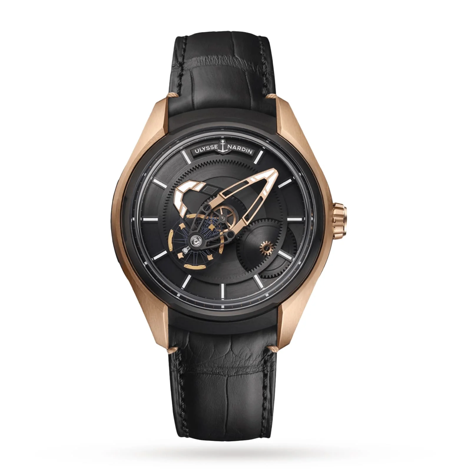 Freak X Rose Gold | 43mm, Titanium & 18K Rose Gold, Alligator Leather, Black Dial
