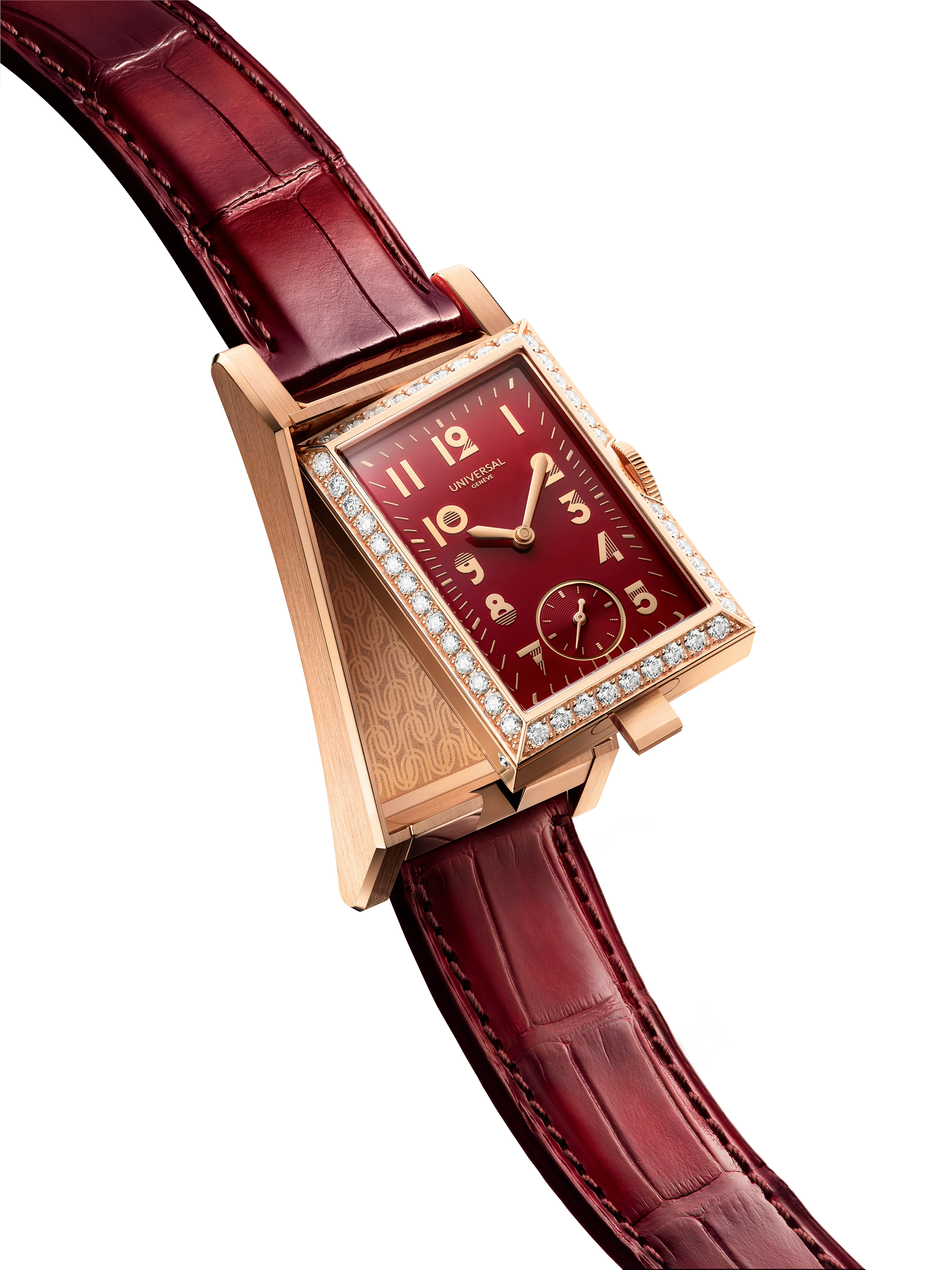 The Cabriolet | 24mm, 18K Rose Gold, Leather, Red Dial - Image 3