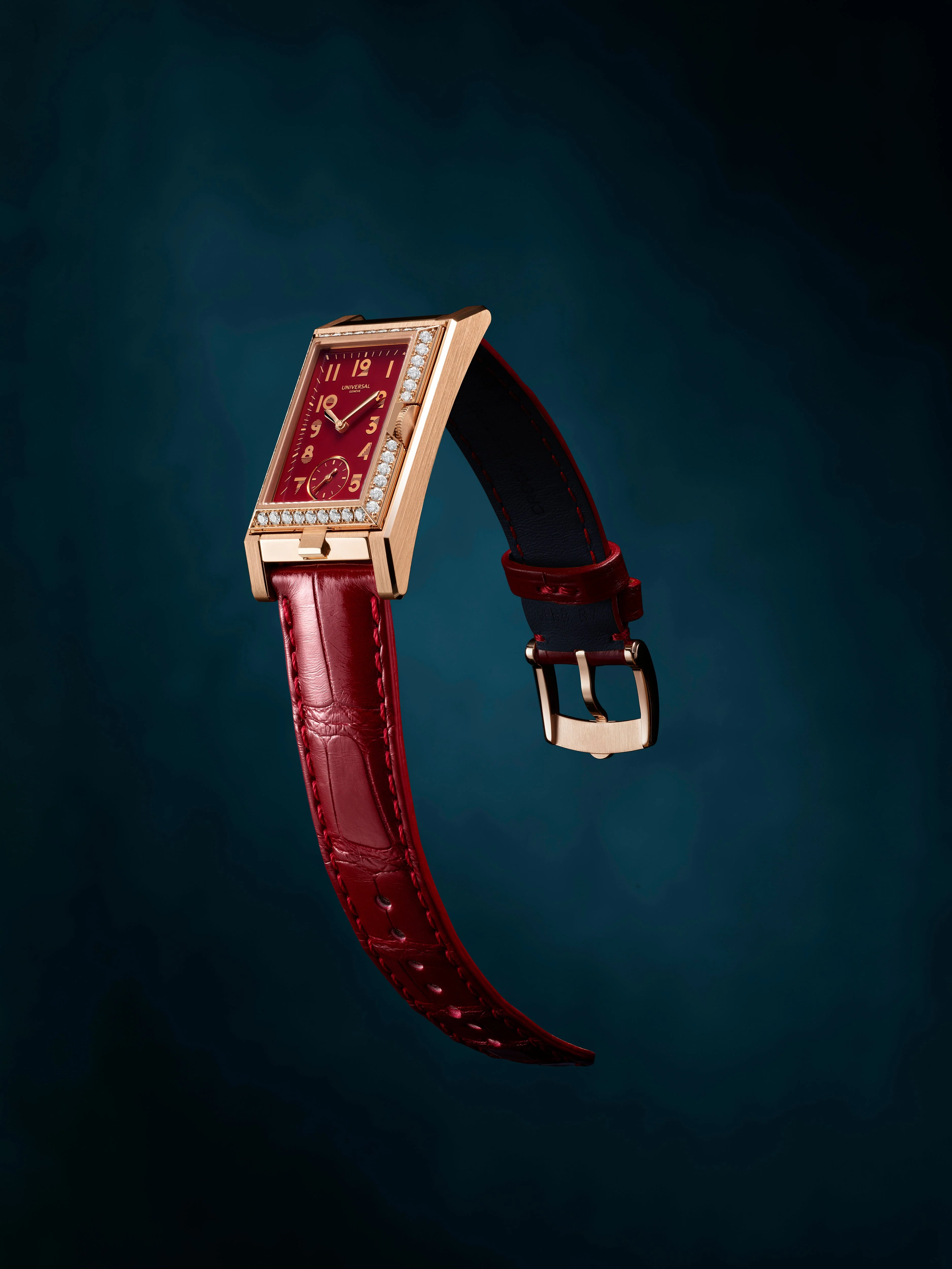 The Cabriolet | 24mm, 18K Rose Gold, Leather, Red Dial - Image 6