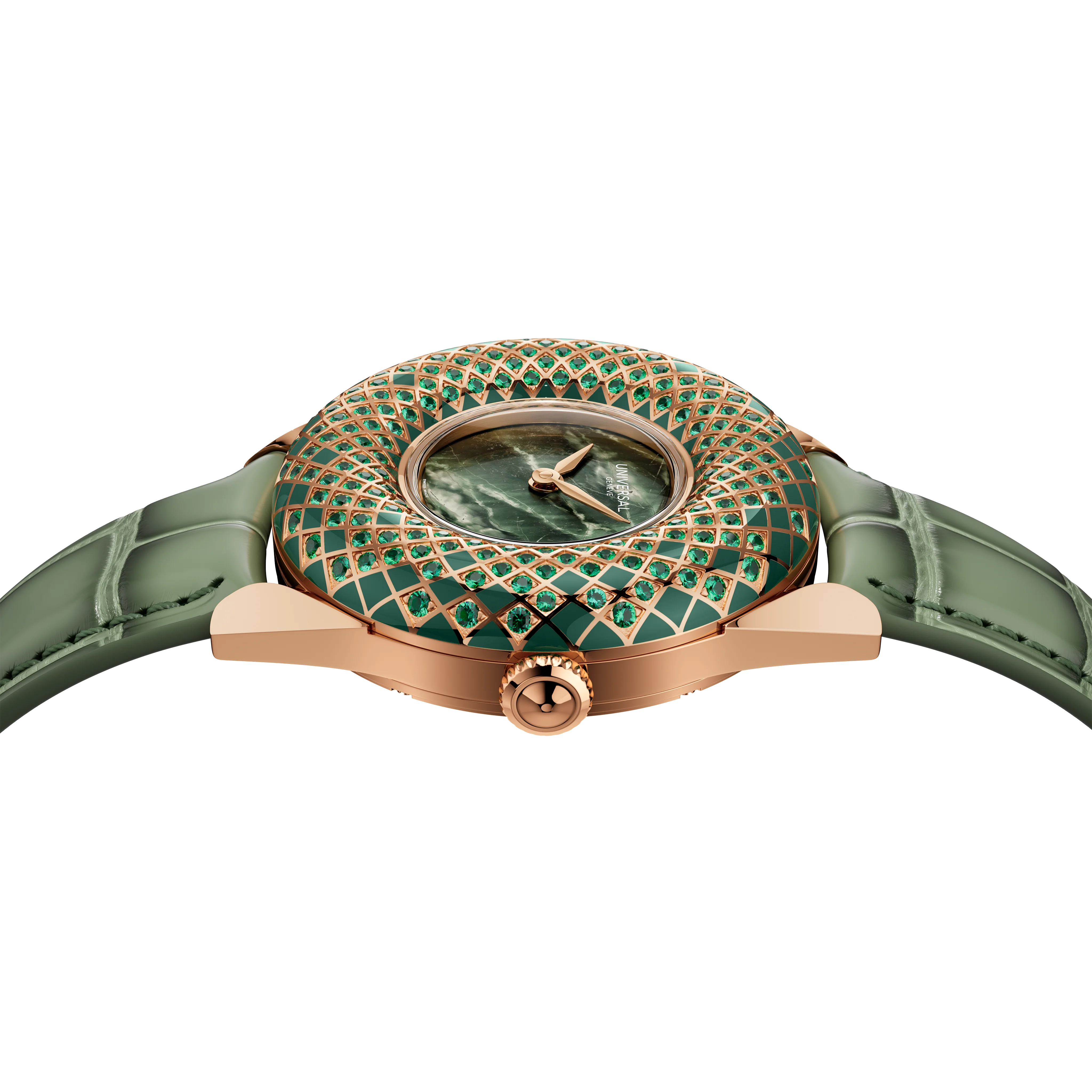 The Dioramic Couture | 37mm, 18K Rose Gold, Leather, Green Jade Dial - Image 5
