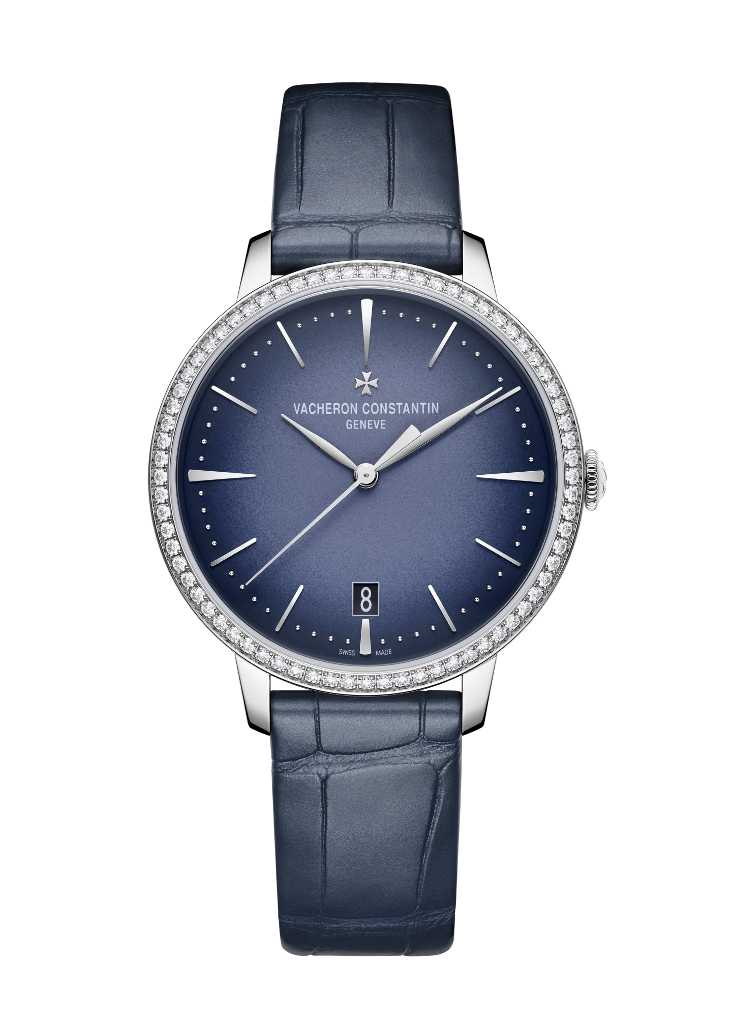 Patrimony Self-Winding | 36.5mm, 18K White Gold, Leather, Blue Dial, Ref. 4115U/000G-B908