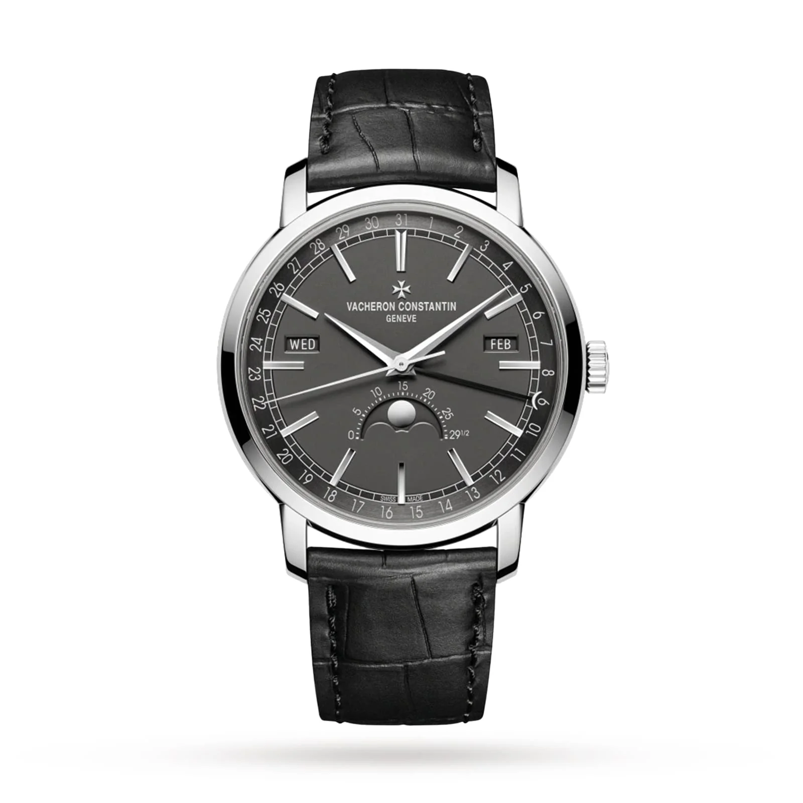 Traditionnelle Complete Calendar | 41mm, 18K White Gold, Leather, Grey Dial