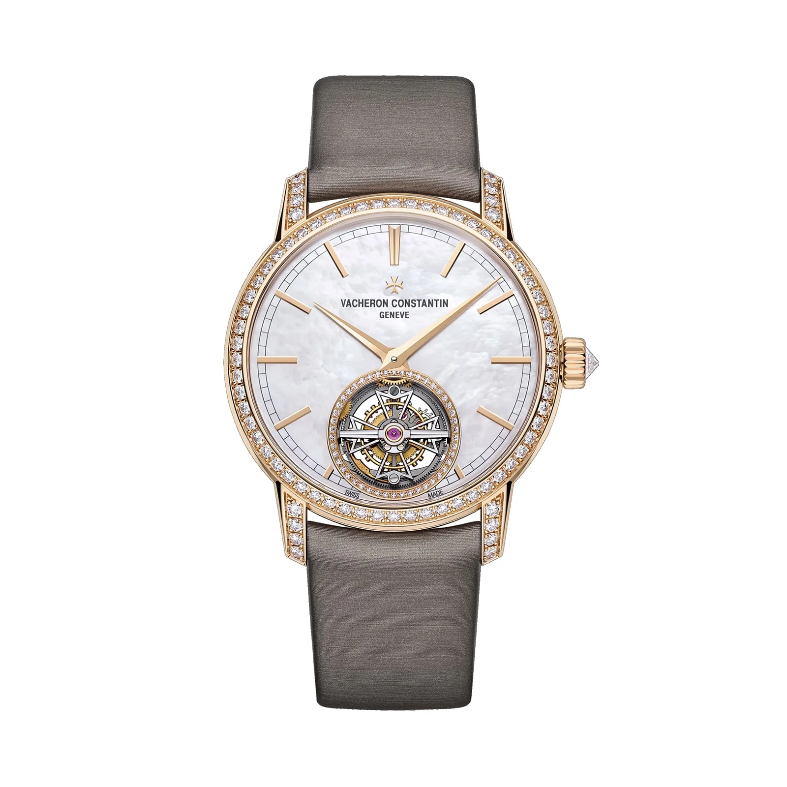 Traditionnelle Tourbillon Mother Of Pearl 2 Straps | 39mm, 18K Rose Gold, Satin, Mother of Pearl Dial