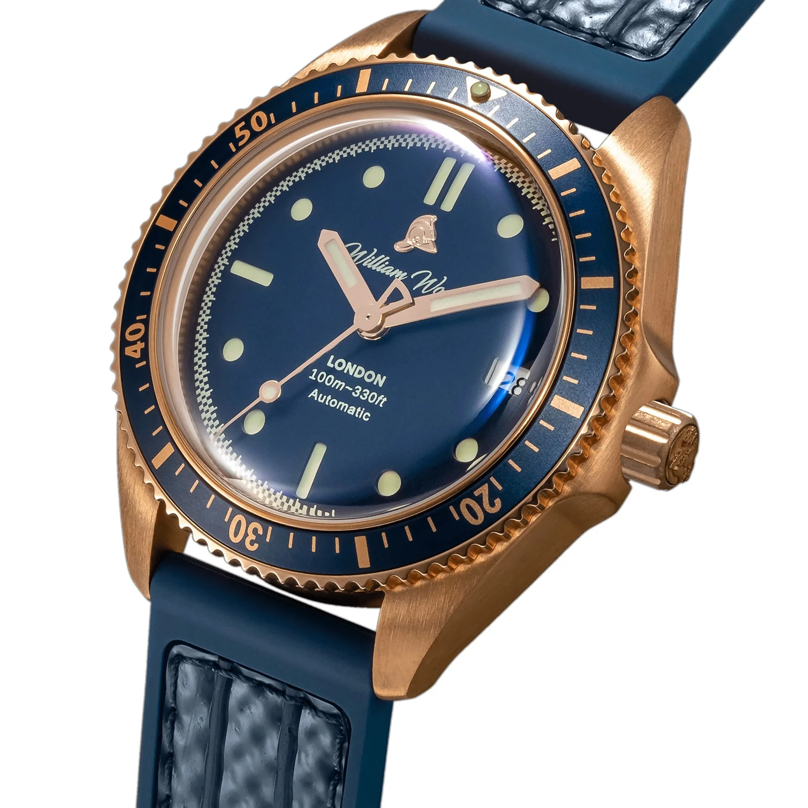 Valiant Collection - Bronze Sapphire | 41mm, Bronze, Rubber, Blue Dial - Image 2